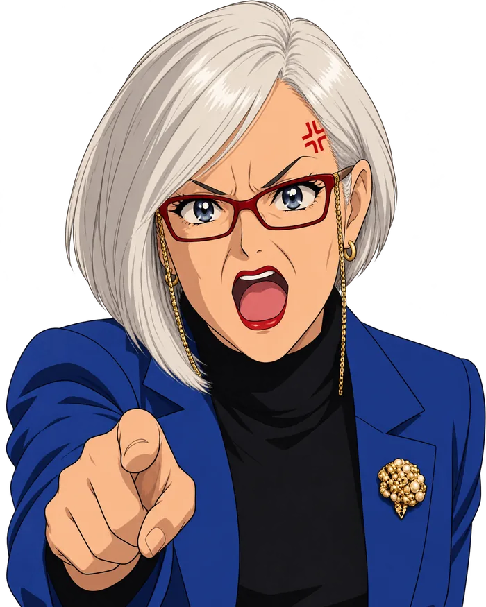 Anime-style Mags pointing straight at you